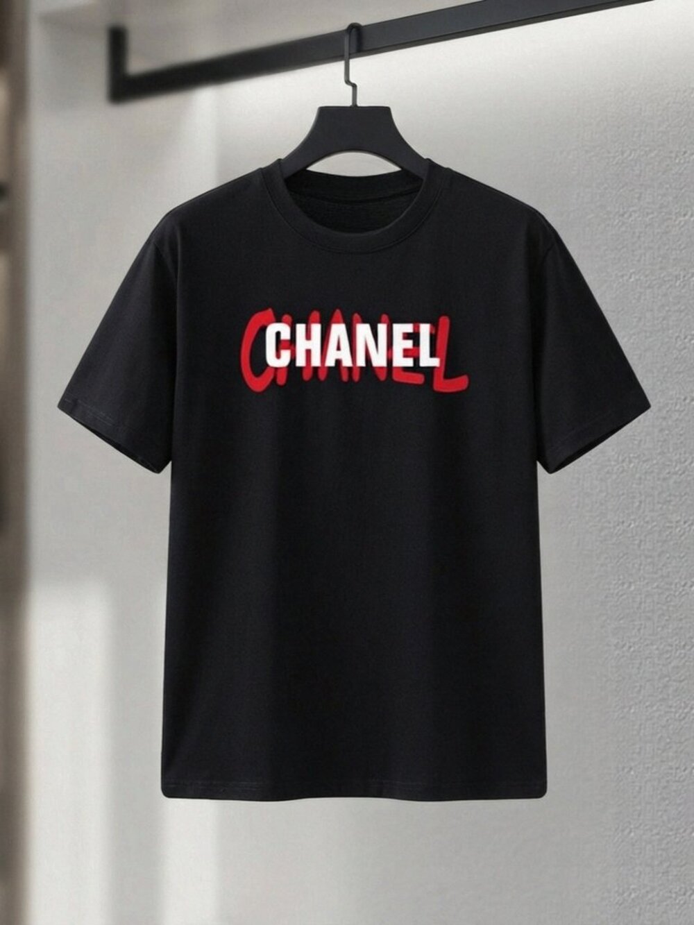 Chanel Black Graphic T Shirt Red Logo Print Designer Streetwear Tee